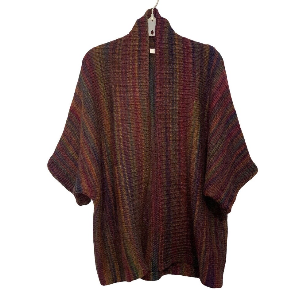 Per se by Carlisle Women’s Merino Wool Blend Multicolor Open Front Cardigan XS
